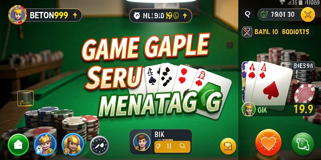 Tampilan gameplay Gaple yang menarik dan interaktif di BETON999.