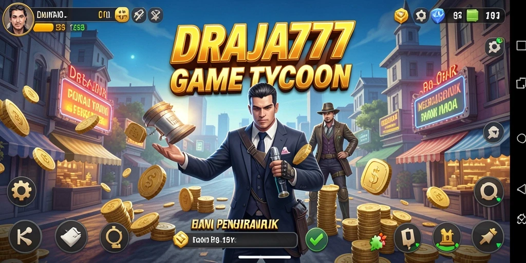 Tampilan gameplay menarik DRAJA777 dengan elemen pengelolaan bisnis.