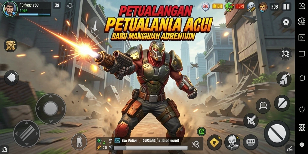Screenshot gameplay F08 dengan aksi mendebarkan di medan pertempuran.