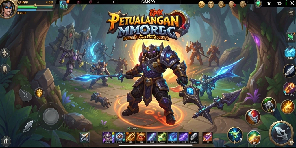 Gameplay seru GIM999 dengan pertempuran epik di dunia MMORPG.