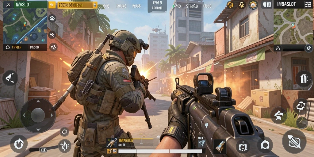 Gameplay seru di IMBASLOT menampilkan aksi FPS yang mendebarkan.