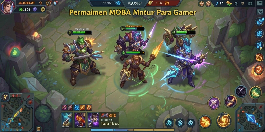 Tampilan aksi seru dalam game MOBA JEJUSLOT.