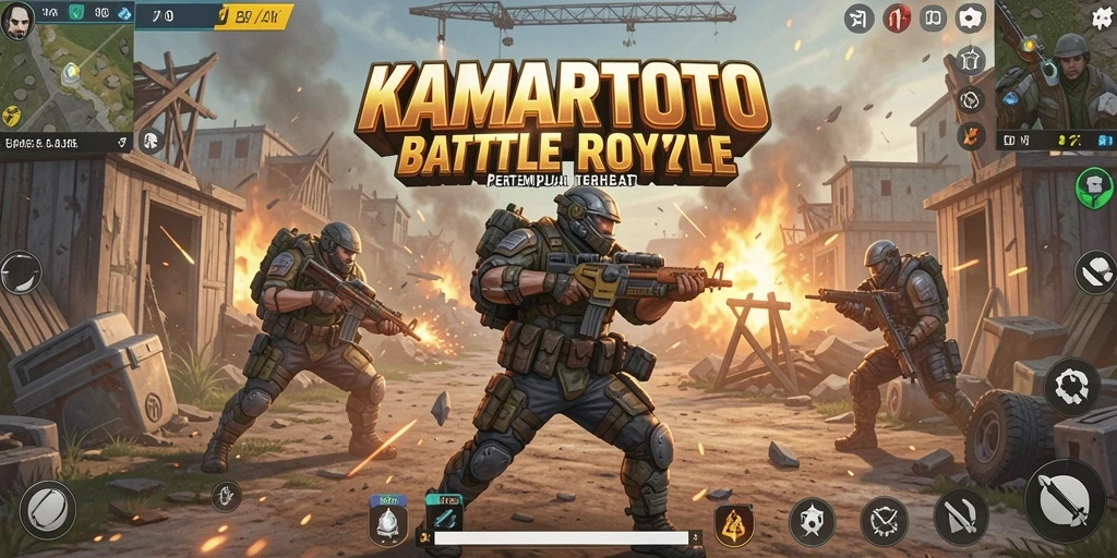 Gameplay Battle Royale KAMARTOTO yang penuh aksi dan strategi.