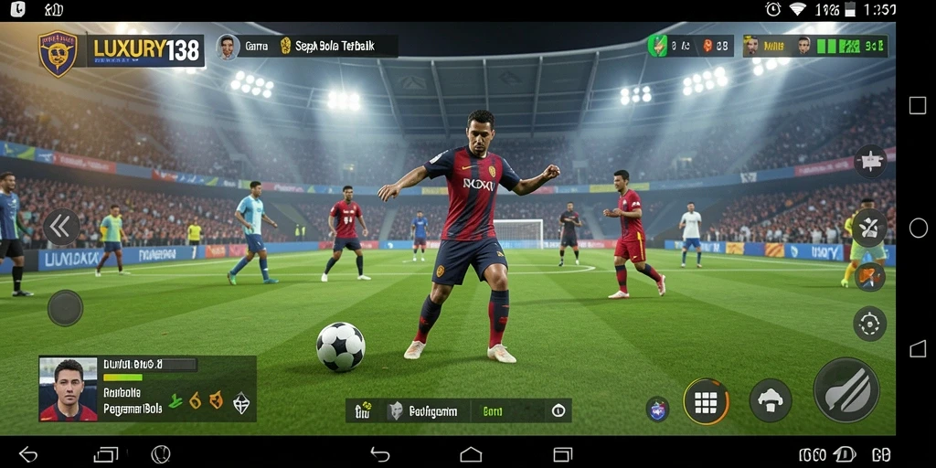 Screenshot LUXURY138 menampilkan aksi seru di lapangan sepak bola.