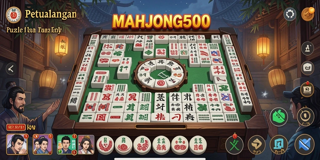 Tampilan grafis menawan dari gameplay MAHJONG500.