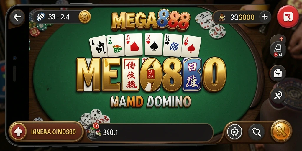 Screenshot MEGA888 menampilkan gameplay seru dalam permainan Domino.