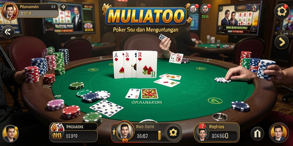Tampilan gameplay seru di aplikasi MULIATOTO poker.