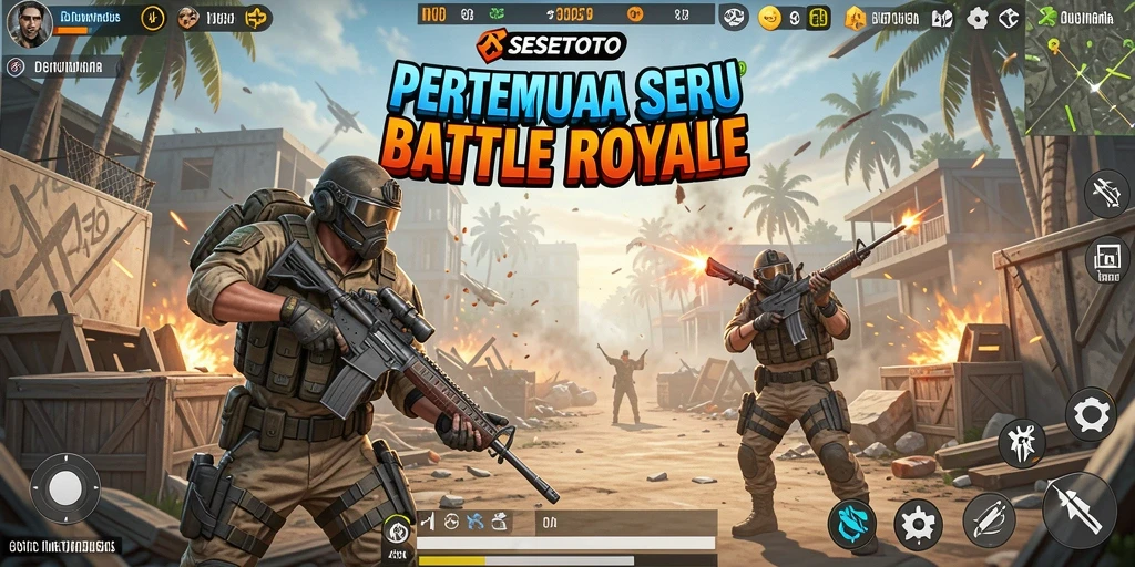 Gameplay seru SESETOTO saat pemain bertempur dalam arena Battle Royale.