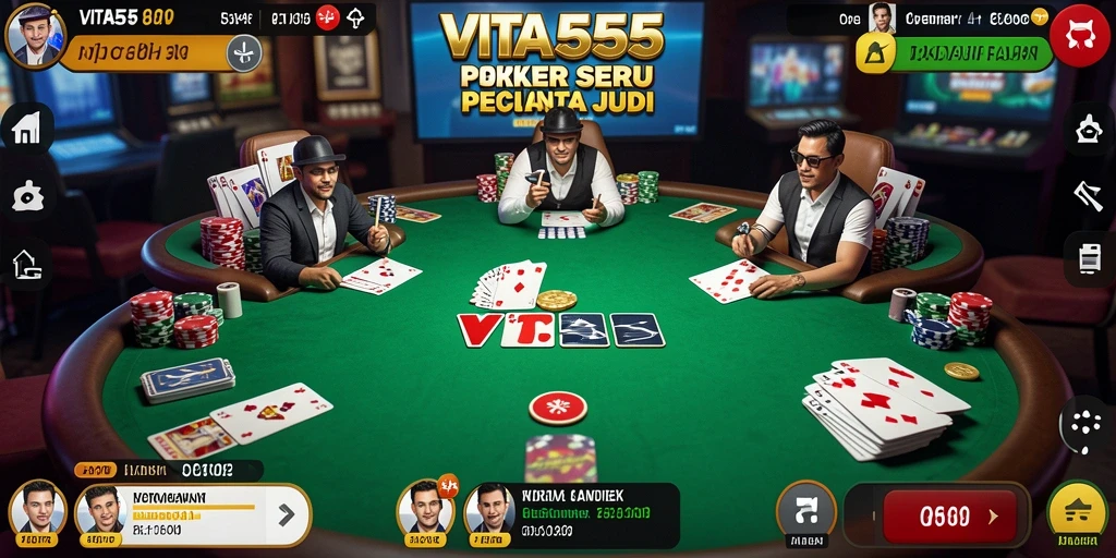 Screenshot gameplay VITA555 menunjukkan meja Poker yang penuh aksi.